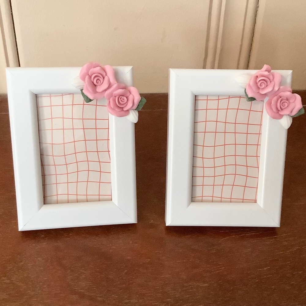 Set of two 2”x3” porcelain rose frames